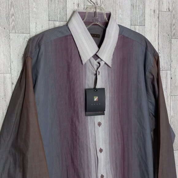 Road Apparel Shirt Men's Medium Designer Button Up Long Sleeve Business Office - Picture 3 of 16